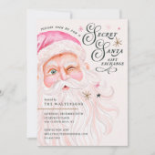 シークレットサンタギフト交換レトロピンクサンタクロース 招待状 (正面)