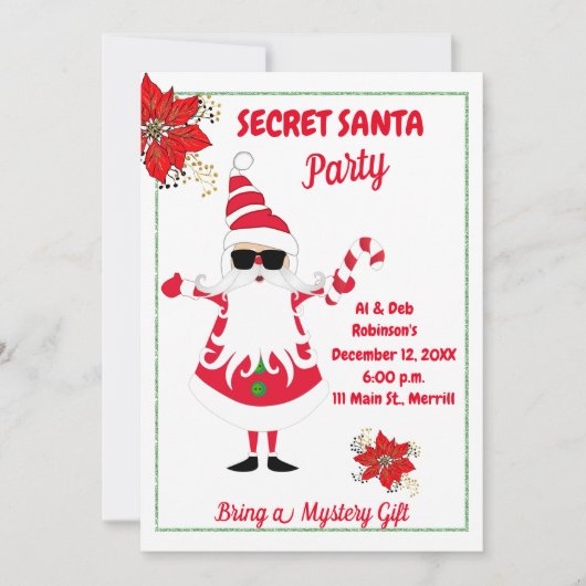 シークレットサンタクリスマスパーティの招待状 招待状 (正面)