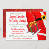 シークレットサンタクリスマスホリデーギフト交換パーティー 招待状 (正面/裏面)