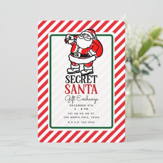 シークレットサンタクリスマスホリデーギフト交換パーティー 招待状 (スタンド正面)