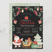 シークレットサンタクリスマスホリデーギフト交換 招待状 (正面/裏面)