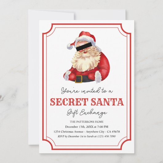 シークレットサンタクリスマスホリデーパーティー招待状 招待状 (正面)