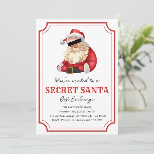 シークレットサンタクリスマスホリデーパーティー招待状 招待状 (スタンド正面)
