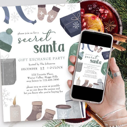 シークレットサンタコージーウィンターギフト交換パーティー 招待状