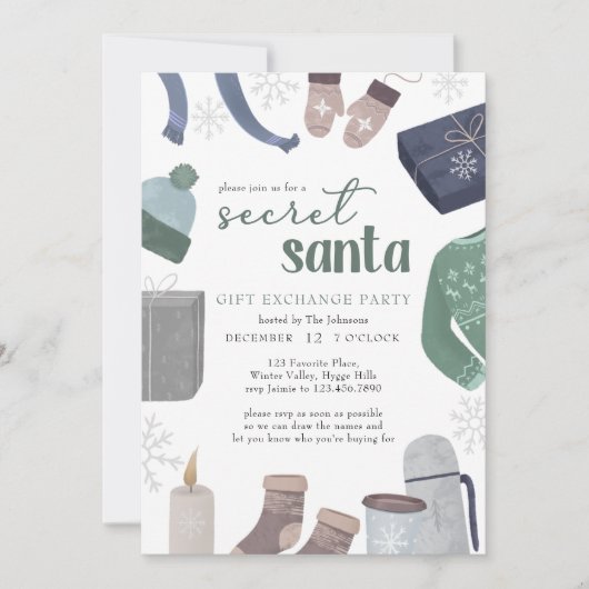 シークレットサンタコージーウィンターギフト交換パーティー 招待状 (正面)