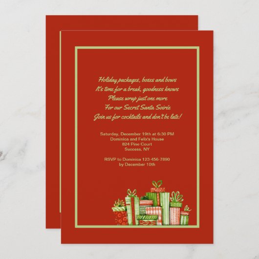 シークレットサンタパーティの招待状 招待状 (正面/裏面)