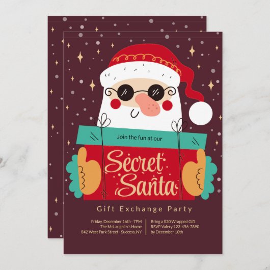 シークレットサンタパーティの招待状 招待状 (正面/裏面)