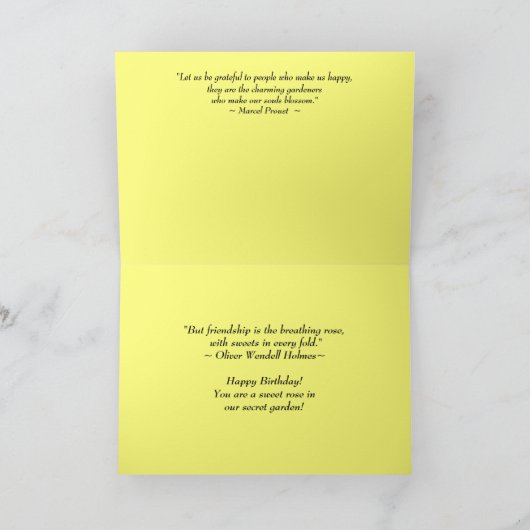 シークレットシスターハッピーバースデーバラコラージイエロー カード (内部)