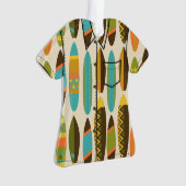 シークレットビーチハワイアンサーフボードアロハシャツクリーム オーナメント (正面)