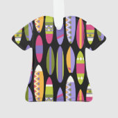 シークレットビーチハワイアンサーフボードアロハシャツブラック オーナメント (裏面)