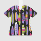 シークレットビーチハワイアンサーフボードアロハシャツブラック オーナメント (正面)