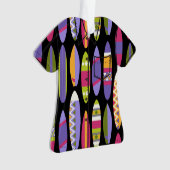 シークレットビーチハワイアンサーフボードアロハシャツブラック オーナメント (正面)