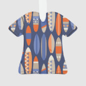 シークレットビーチハワイアンサーフボードアロハシャツ – 青 オーナメント (裏面)