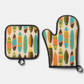 シークレットビーチハワイアンサーフボードク数々のクリーム 鍋つかみ&鍋敷きセット (正面)