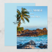 シークレットビーチ, トロピカル, パラダイス, カップルシャワー 招待状 (正面/裏面)