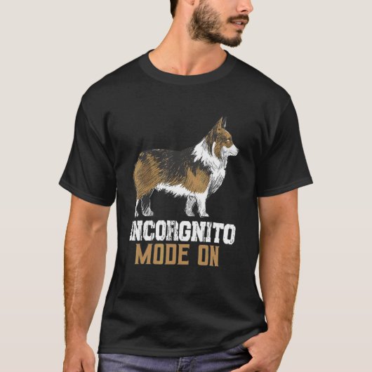 シークレットモード コーギー 犬の飼い主 Tシャツ (正面)