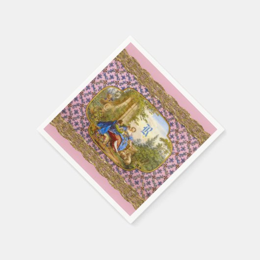 シークレットロマンスバロックガーリーモノグラム スタンダードカクテルナプキン (角)