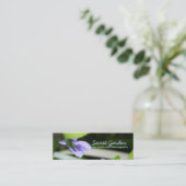 シークレットヴァイオレット花の写真名刺 スキニー名刺 (スタンド正面)