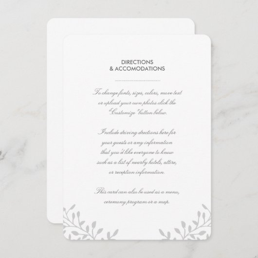 シークレット庭園の結婚式挿入カード エンクロージャーカード (正面/裏面)