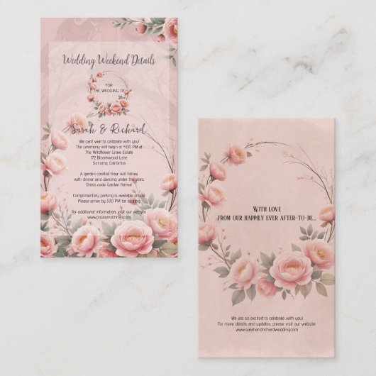 シークレット庭園の結婚式週末情報 エンクロージャーカード (正面/裏面)