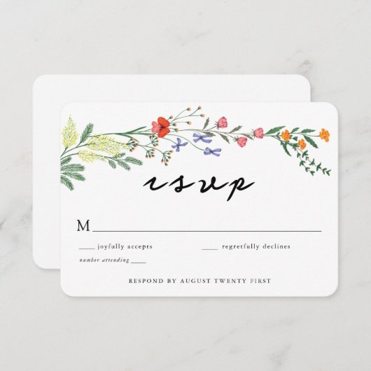 シークレット庭園の結婚式RSVPエンクロージャカード 招待状 (正面/裏面)