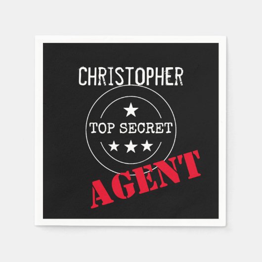 シークレッパーソナライズされたトエージェント子供の誕生日パーティー スタンダードカクテルナプキン (正面)