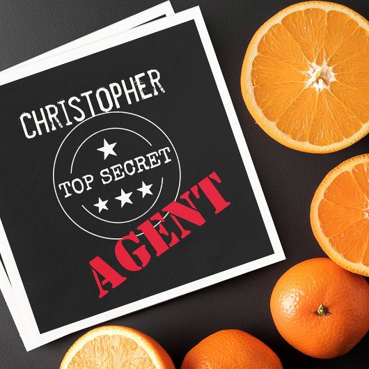 シークレッパーソナライズされたトエージェント子供の誕生日パーティー スタンダードカクテルナプキン