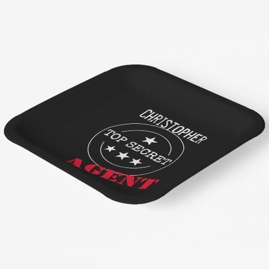 シークレッパーソナライズされたト・エージェント・キッズ ペーパープレート (傾斜あり)