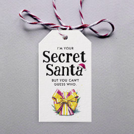 シークレッモダントサンタレッドイエローボウウォーターの色 ギフトタグ