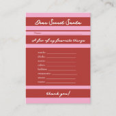 シークレッ親愛トサンタギフトカバナピンクストライプ名門私立校風の エンクロージャーカード (正面)