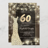 シークンズドレスストリングライト60誕生日 招待状 (正面/裏面)