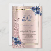 シークンズドレスバラ金ゴールドブルーフラワーズ50th 招待状