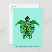 シークールカメ – 動物愛好家-海ターコイズ- シーズンポストカード (正面/裏面)