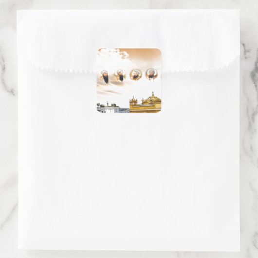 シーク教徒のグルスがある黄金の寺院 スクエアシール (バッグ)