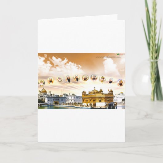 シーク教徒の教祖が付いている金寺院 カード (正面)