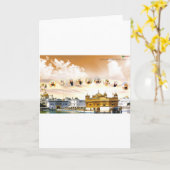 シーク教徒の教祖が付いている金寺院 カード (黄色い花)