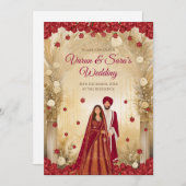 シーク教徒の結婚式はパンジャビ結婚のカードを招く 招待状 (正面/裏面)