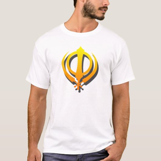 シーク教徒のKhanda Khalsaのシク教のパンジャブ語 Tシャツ (正面)
