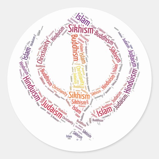 シーク教徒カンダ記号ユニークデザイン ラウンドシール (正面)