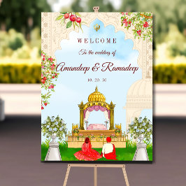 シーク教結婚夫婦の歓迎サインAnand Karaj ポスター