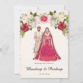 シーク結婚ズカードパンジャビ結婚式招待状 招待状 (正面)