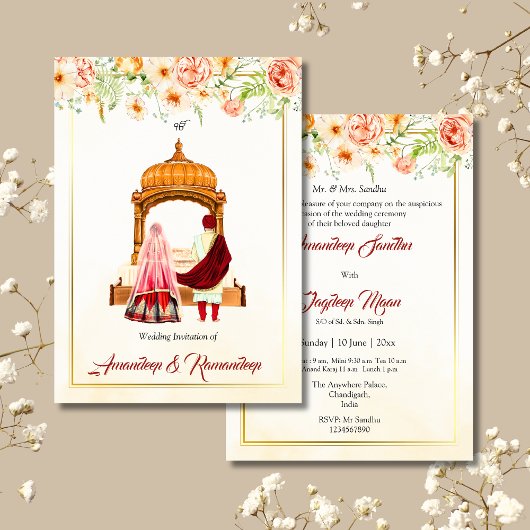 シーク結婚式招待状パンジャビ結婚式招待状 招待状