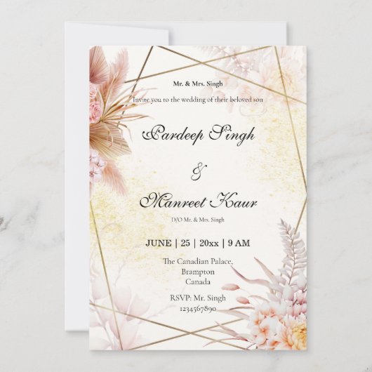 シーク結婚式招待状結婚シークのカードパンジャビ 招待状 (裏面)