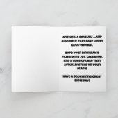 シーグおもしろいル誕生日謎 – 危険なケーキ！ カード (内部)