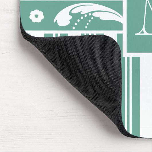 シーグエレガントリーンダマスクとモノグラム マウスパッド (コーナー)