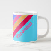 シーグラスのストライプと名前 ジャンボコーヒーマグカップ (右)