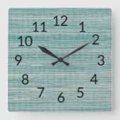 シーグラスの絵画ビーチの質感 スクエア壁時計 (正面)