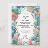 シーグラスを積み重ねたトバルアクアサンド結婚工芸品 招待状 (正面)