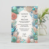 シーグラスを積み重ねたトバルアクアサンド結婚工芸品 招待状 (スタンド正面)