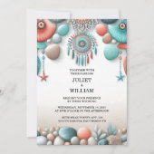 シーグラスを積み重ねた部族アクアサンド結婚作品 招待状 (正面)